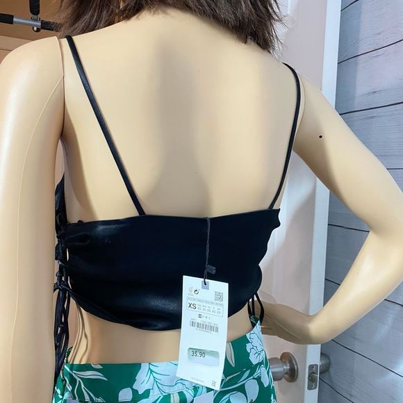 ZARA laced satin crop top. XS - Picture 4 of 12